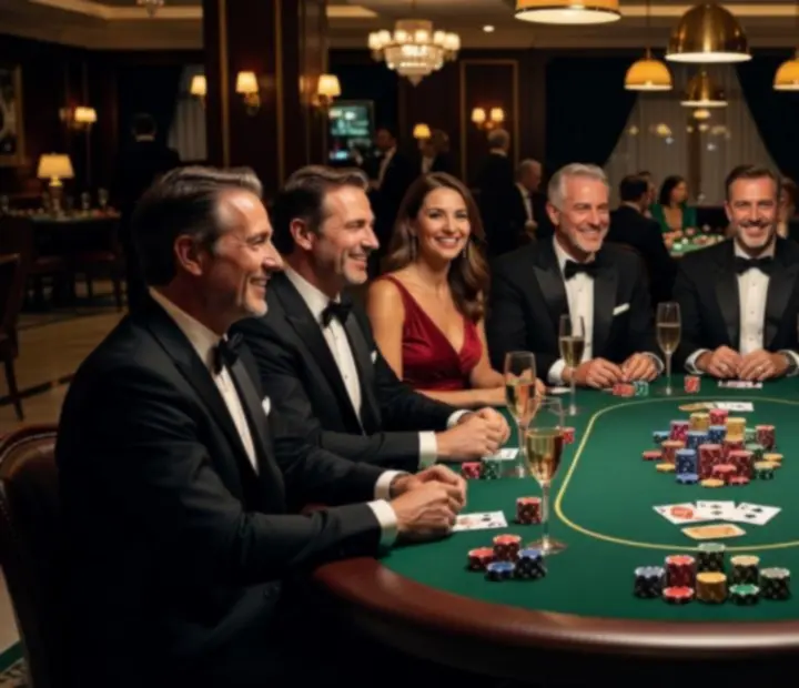 Stół pokerowy podczas wieczoru integracyjnego z symbolicznymi żetonami